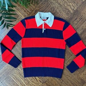 1960s Red White Blue Knit Polo